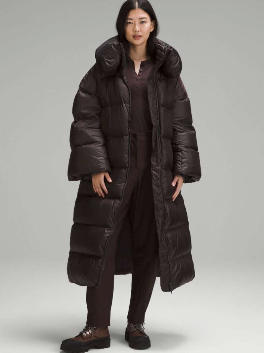 Lululemon Down-Filled Long Puffer Jacket (Espresso)